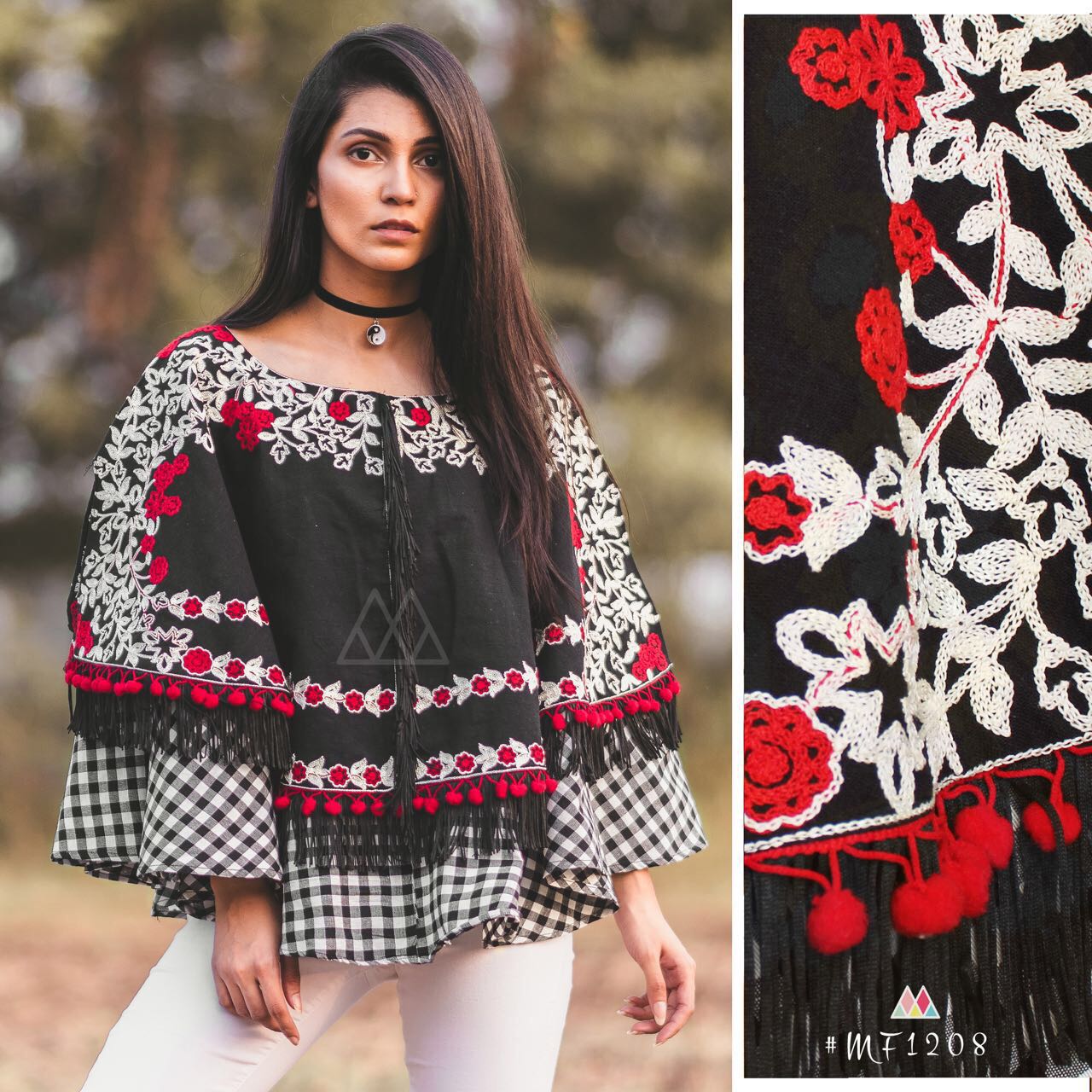 Khadi Ponchos Circular Ponchos With Front And Back Embroidery Singles Price â€“ 810/-