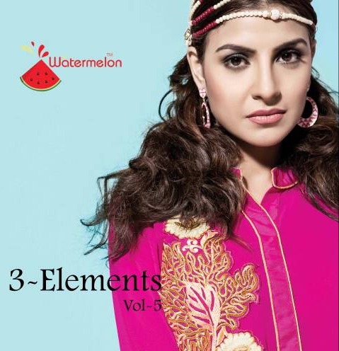 Watermelon 3 Elements Georgette Printed Embroidered Kurtis Rate: 444/-
