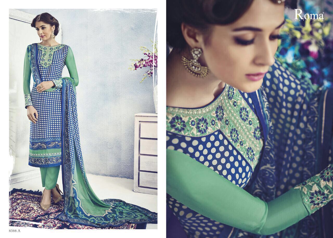 Jinaam Presents Roma Fancy Crepe With Embroidery Printed Singles Price - 720/-