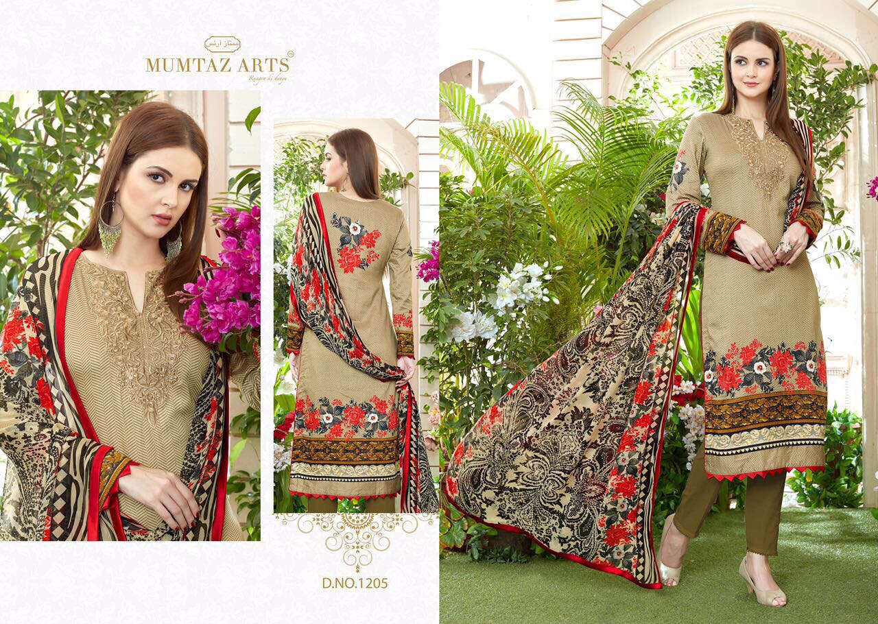 Mumtaz Arts Presents Pure Jam Satin Print With Embroidery Hits Singles Price - 720/-