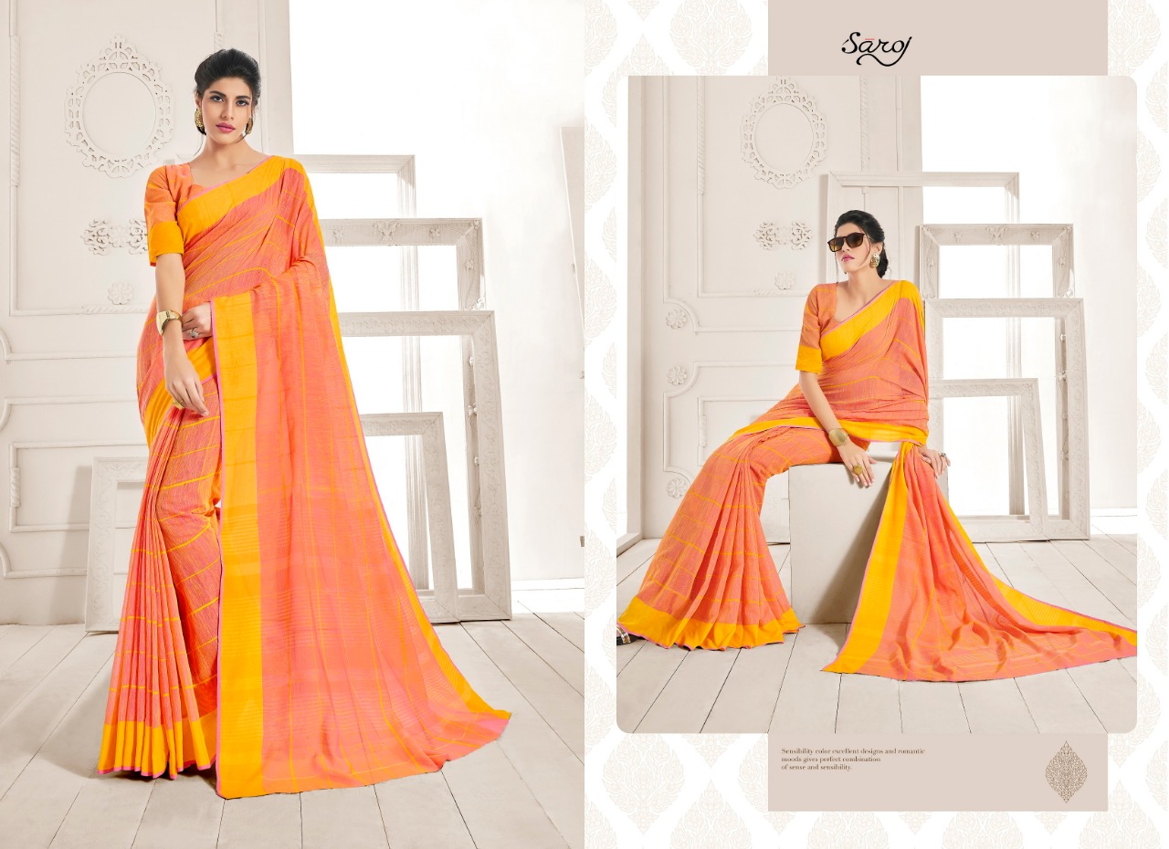 Saroj Sarees Peach Designer Heavy Saree Cheap Rate Wholesale