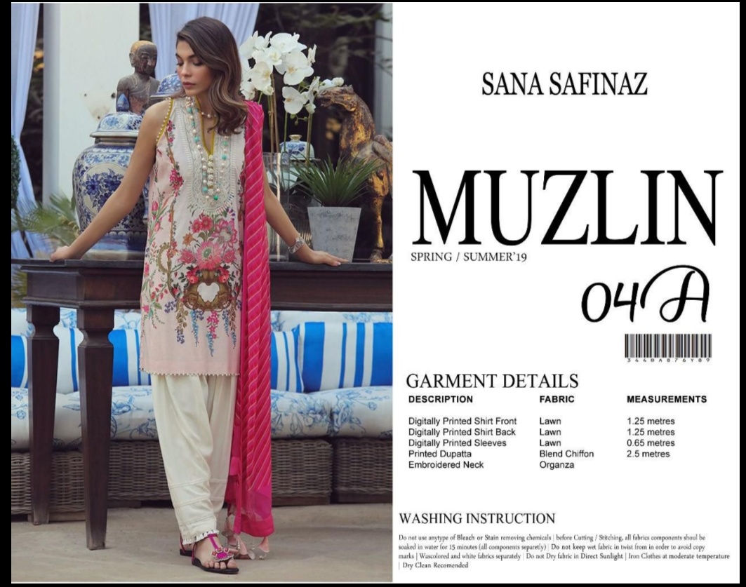 Sana Safinaz Muslin Designer Embroidary Lawn Suits Wholesale