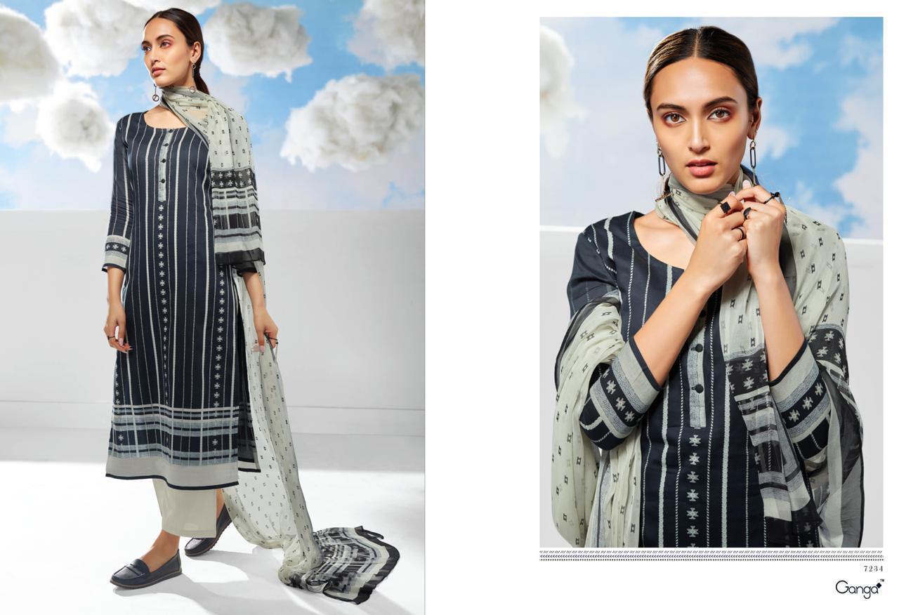 Ganga From The Clouds Designer Cotton Satin Suit Wholesale