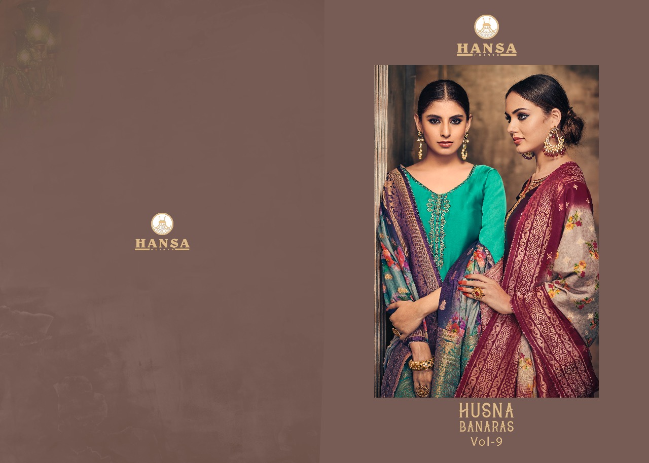 Hansa Husna Banaras Vol 9 Designer Embroidary Suit Wholesale