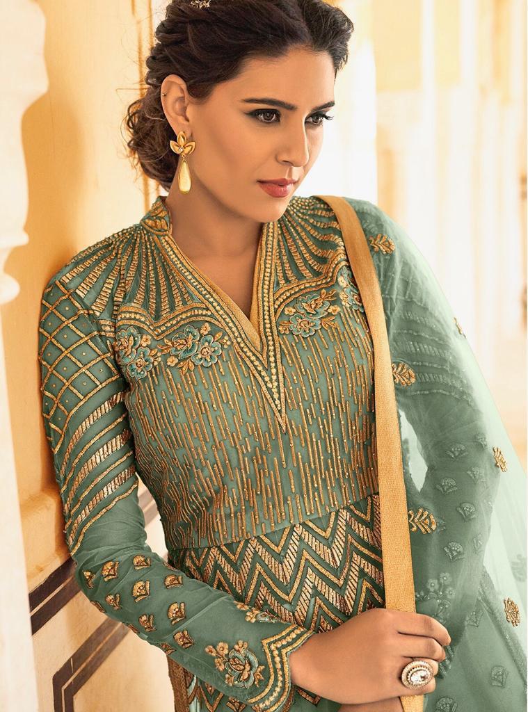 Glossy Highness Emb Work With Swaroski Work Suits Wholesale