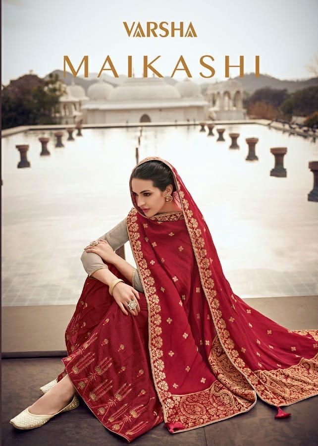 Varshaa Maikashi Designer Silk With Emb Suits Wholesale