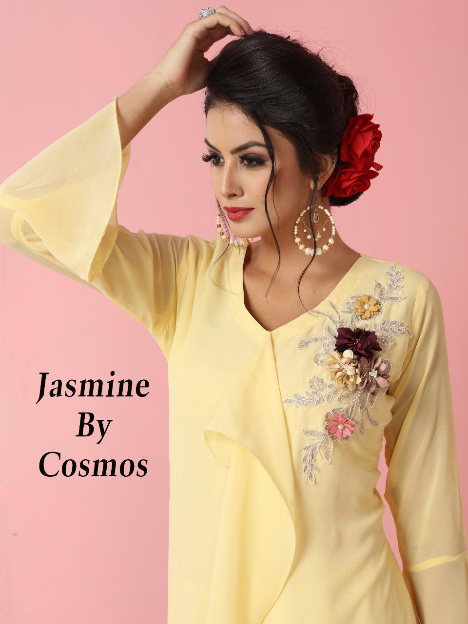 Cosmos Jasmin Designer Georgette Top With Bottom In Singles