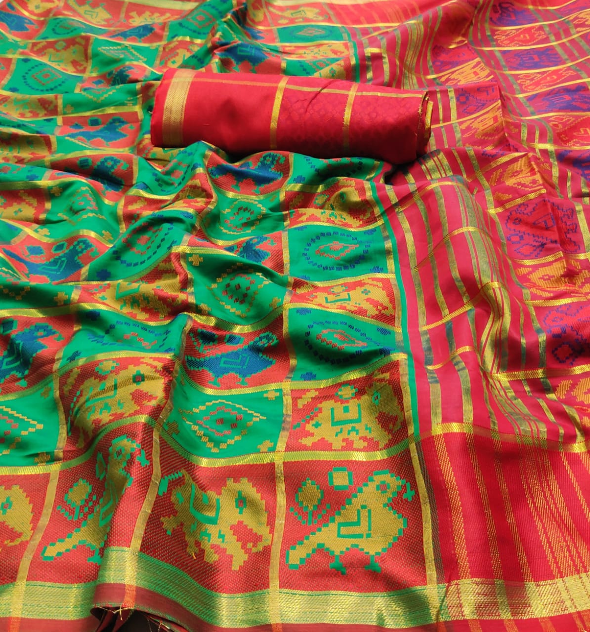 Rajyog Patola Checks Designer Patola Weaving Saree Wholesale