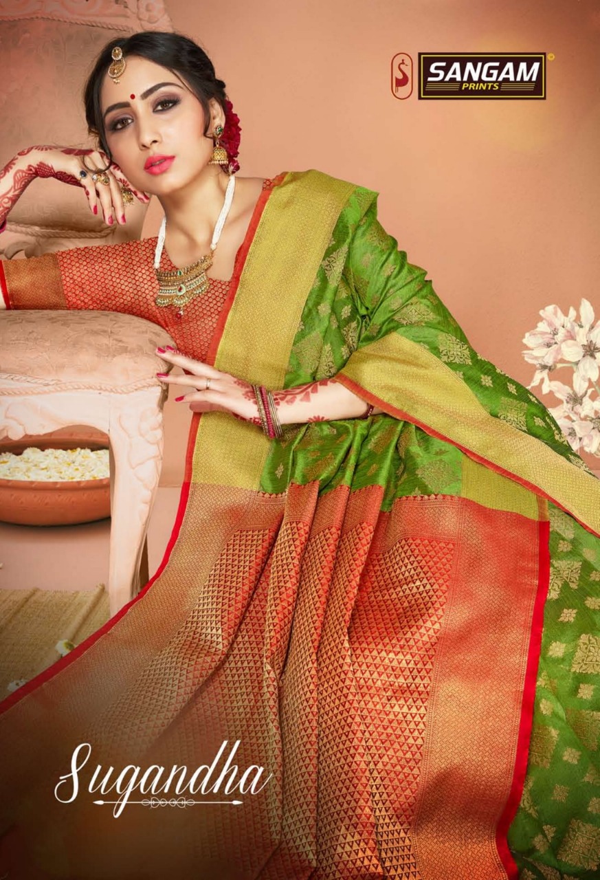 Sangam Sugandha Designer Weaving Silk Wedding Wear Sarees Wholesale