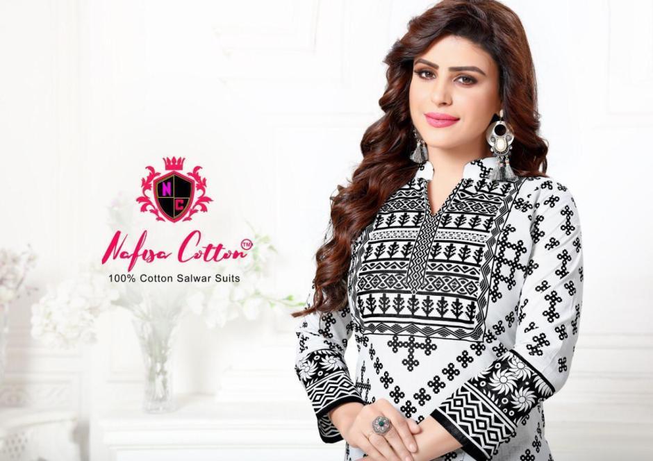 Nafisha Cotton Black And White Karachi Queen Vol 3 Designer Cotton Suits Wholesale
