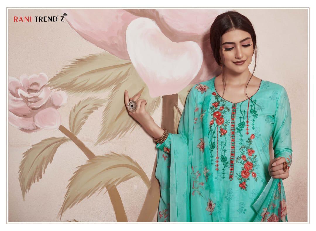 Rani Trendz German Deaigner Cotton Digital Printed With Kashmiri Embroidery Suits Wholesale