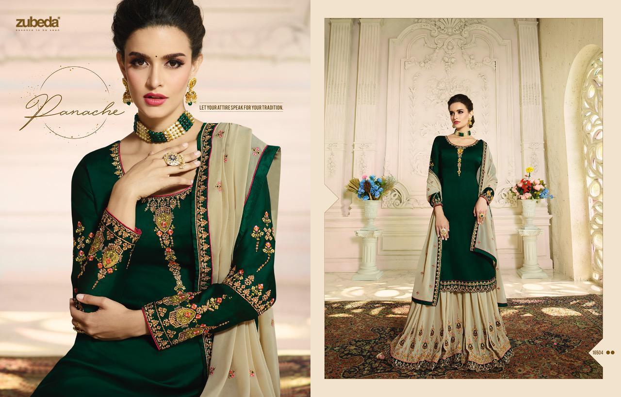 Zubeda Aashka Designer Satin Georgette With Embroidered Partywear Suits Wholesale