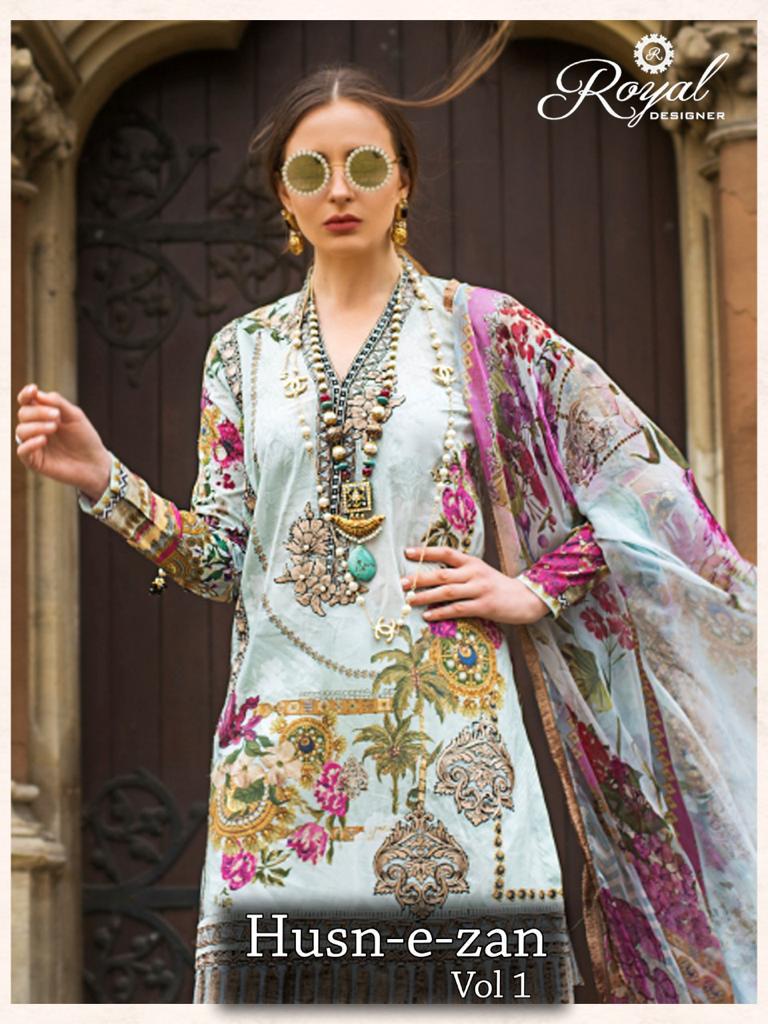 Royal Designer Husn E Zan Designer Cambric Cotton With Heavy Embroidered Suits In Wholesale Rate