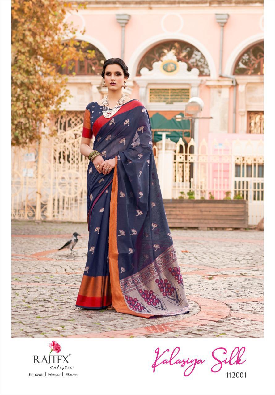Raj Tex Kalasiya Silk Designer Soft Linen Handloom Weaving Festive Wear Sarees Wholesale