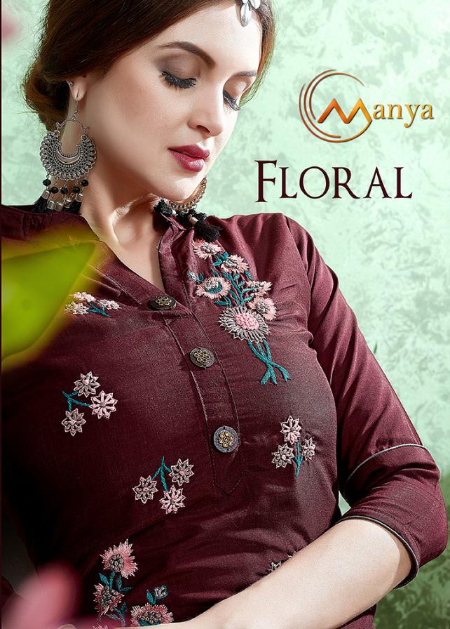Manya Mansi Fashion Floral Designer Muslin Straight Cut Kurtis Wholesale