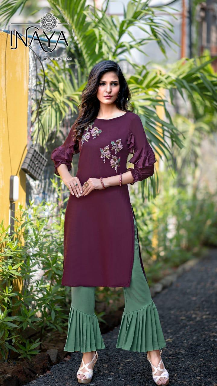 Inaaya Formal Classy Collection Designer Indo Western Kurti With Bottom Suit Wholesale