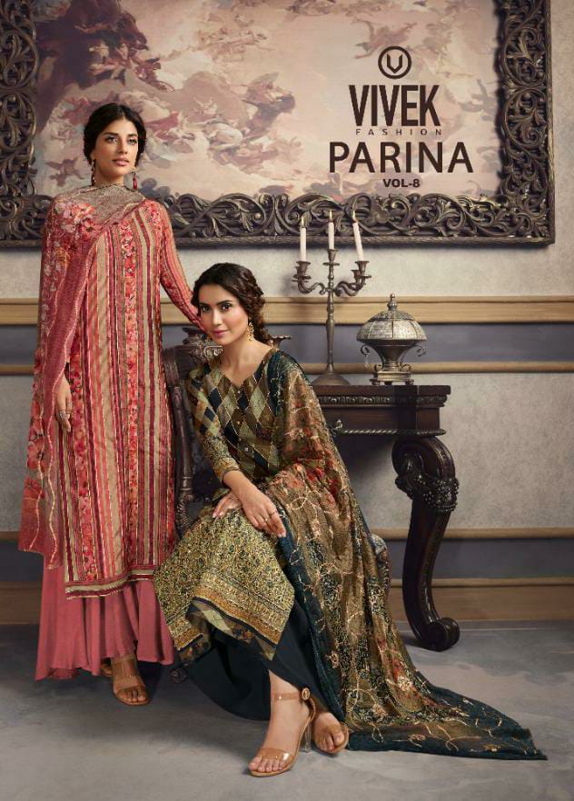 Vivek Fashion Parina Vol 8 Designer Exclusive Handwork With Muslin Silk Digital Printed Suits In Best Wholesale Rate