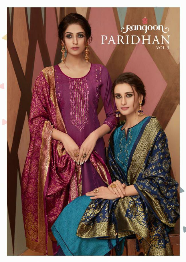 Paridhan Vol 3 By Rangoon Kessi Fabrics Designer Pure Silk Suits Wholesale Rate
