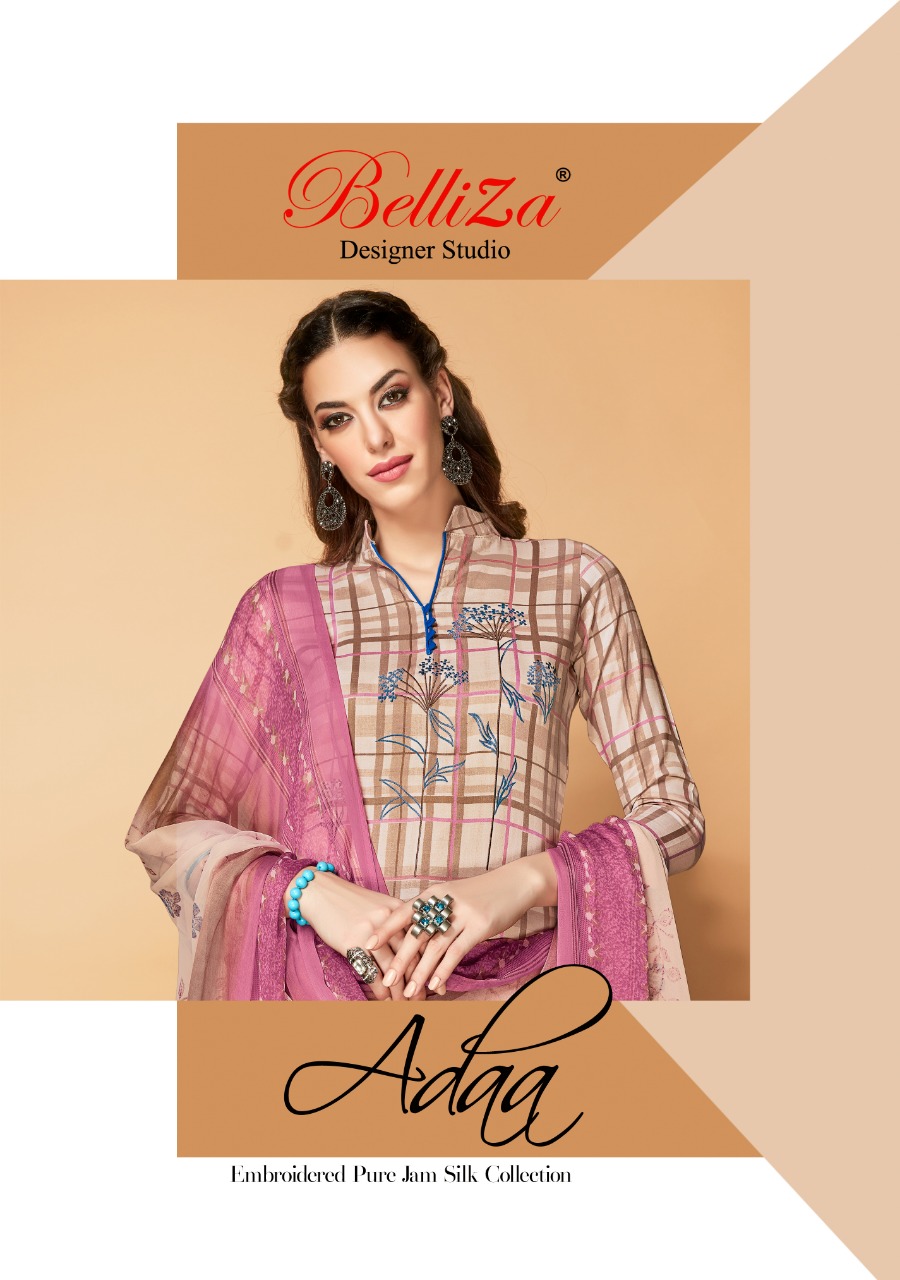 Belliza Adaa Designer Fancy Embroidery Jam Silk Digital Printed Suits In Best Wholesale Rate