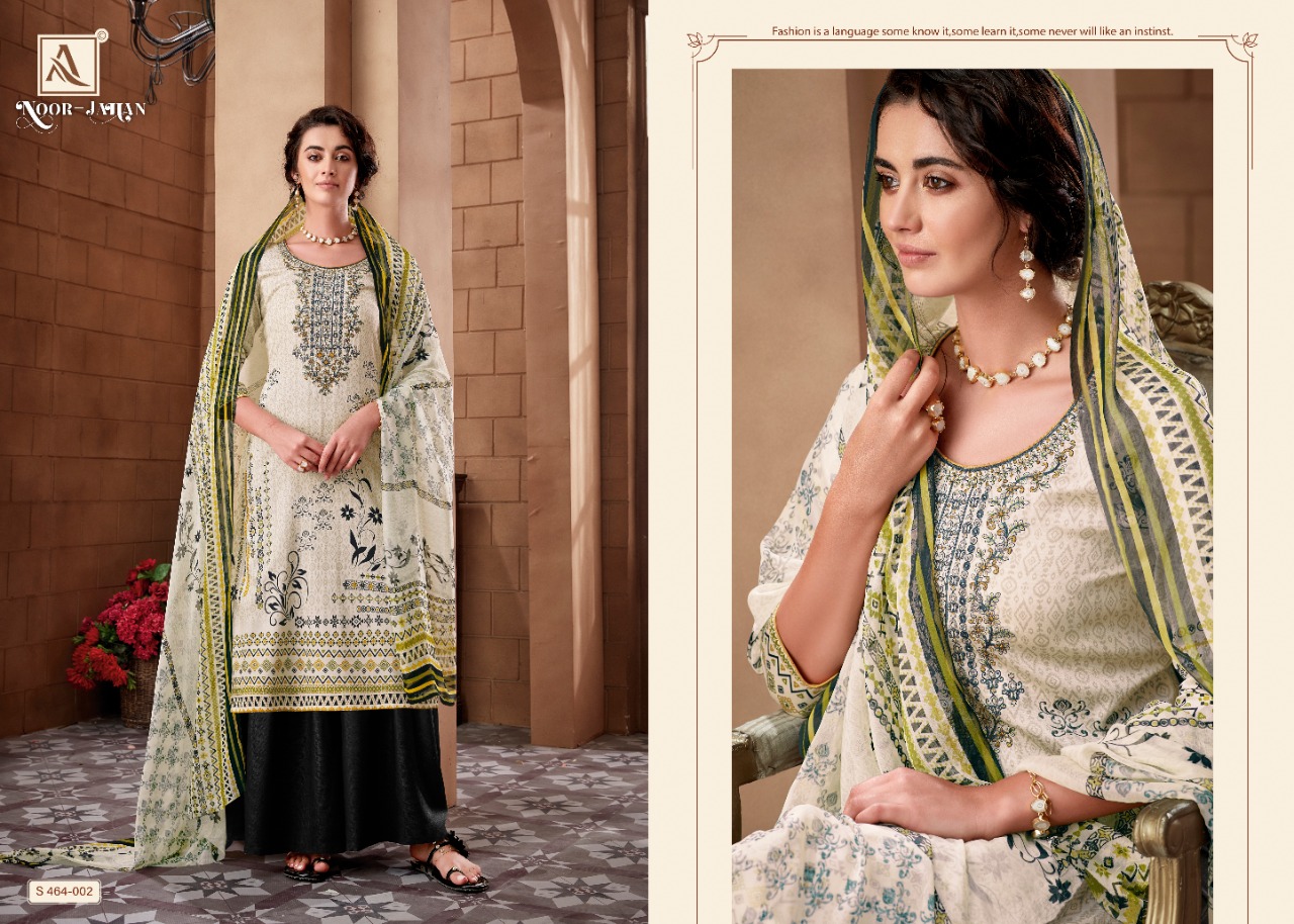 Alok Suit Noor Jahan Designer Fancy Thread Embroidery With Cotton Digital Printed Suits Premium Quality Suits In Best Wholesale Rate
