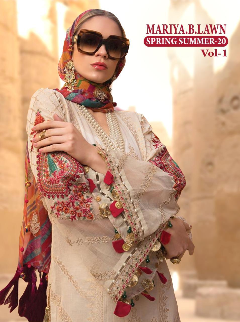 Shree Fab Mariya B Lawn Spring Summer 20 Vol 1 Designer Heavy Embroidered Cotton Printed Suits Wholesale Rate