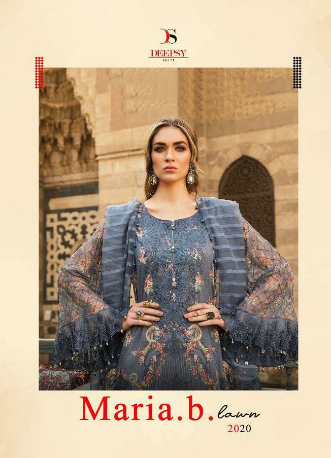 Deepsy Maria B Lawn 2020 Designer Heavy Self Embroidery Patch With Cotton Printed Suits In Best Wholesale Rate