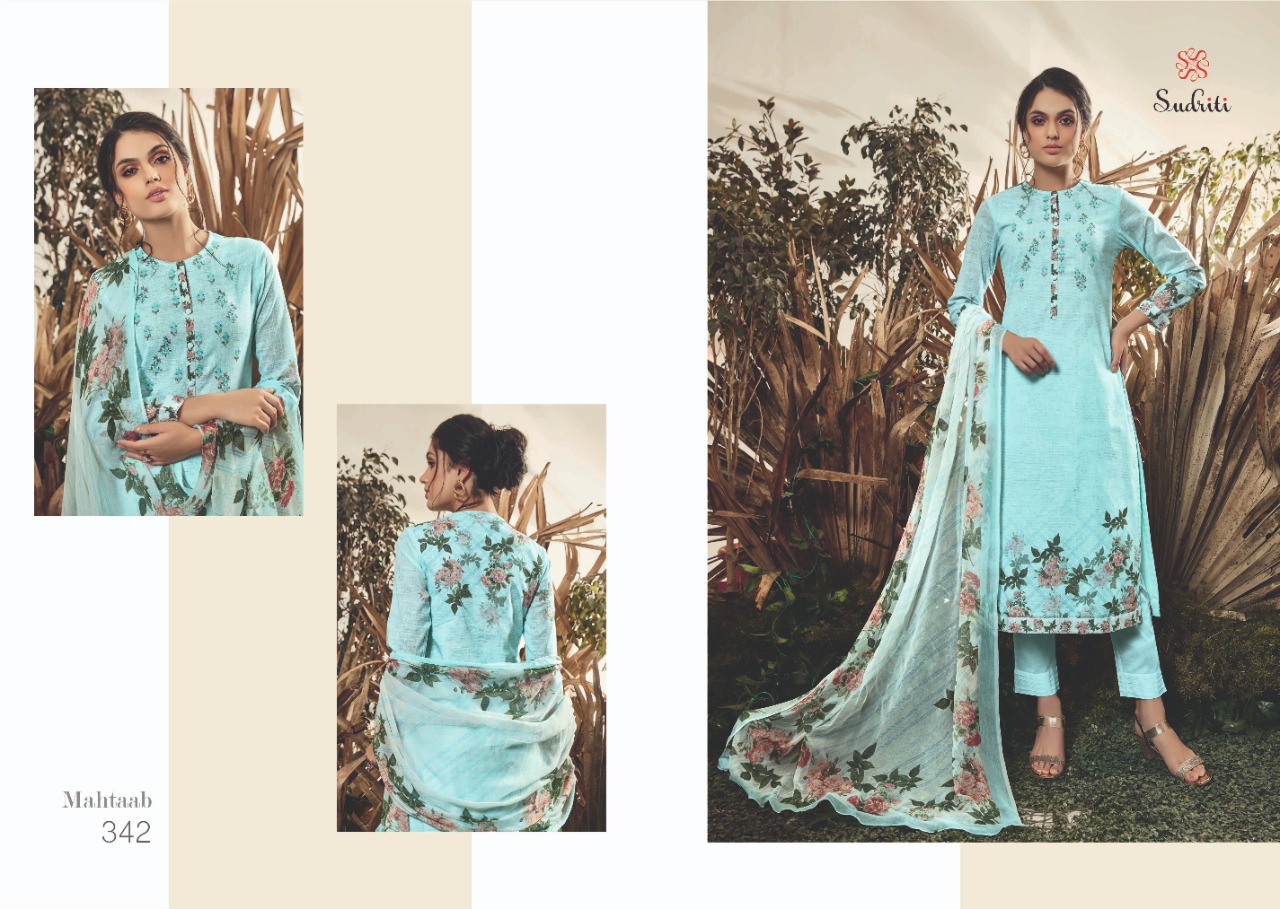 Sudriti Mahtaab Designer Embroidery With Cotton Digital Printed Suits In Best Wholesale Rate