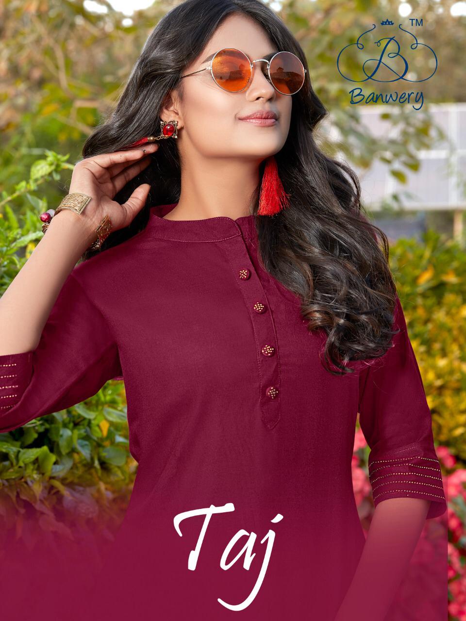 Banwery Taj Designer Rayon Stitch Daily Wear & Office Wear Kurtis In Best Wholesale Rate
