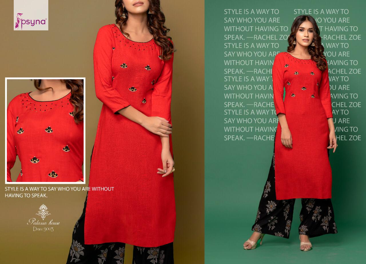 Psyna Plazzo House Vol 9 Designer Rayon Stitch Outdoor Wear Kurtis In Best Wholesale Rate