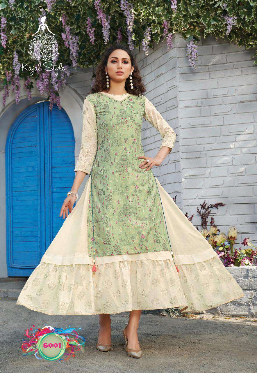 Kajal Style Fashion Season Vol 6 Designer Embroidery With Rayon & Cotton Stitch Fancy Kurti In Best Wholesale Rate