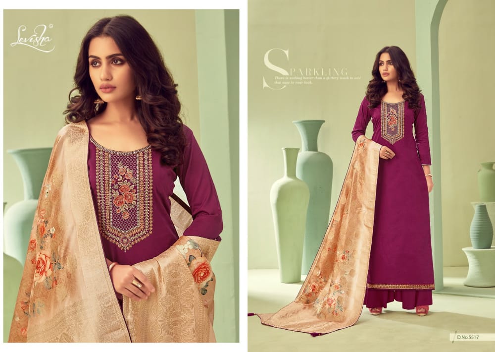 Levisha Alfiya Designer Jam Silk With Self Embroidered Festival Wear Suits In Best Wholesale Rate