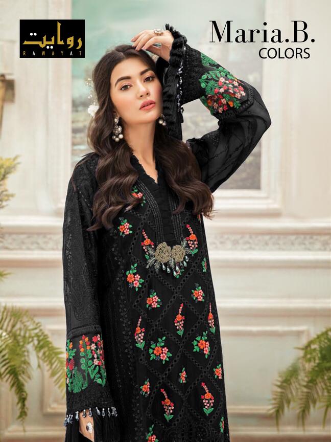 Rawayat Mariya B Chiffon Eid(colours) Collection 2020 Designer Georgette Self Embroidery Work Suits Best Wholesale