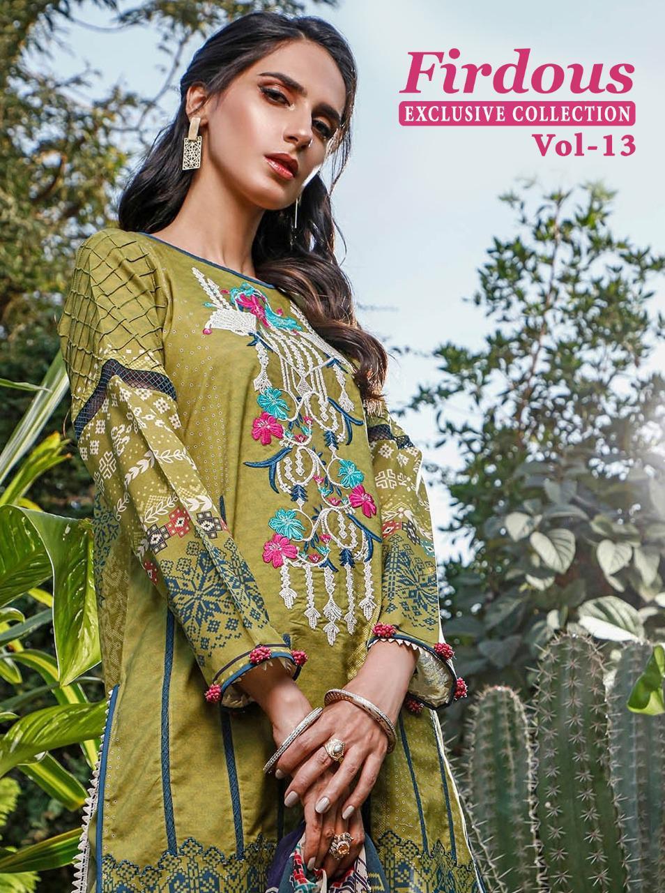 Shree Fab Firdous Exclusive Collection Vol 13 Designer Embroidery Work Suits Wholesale