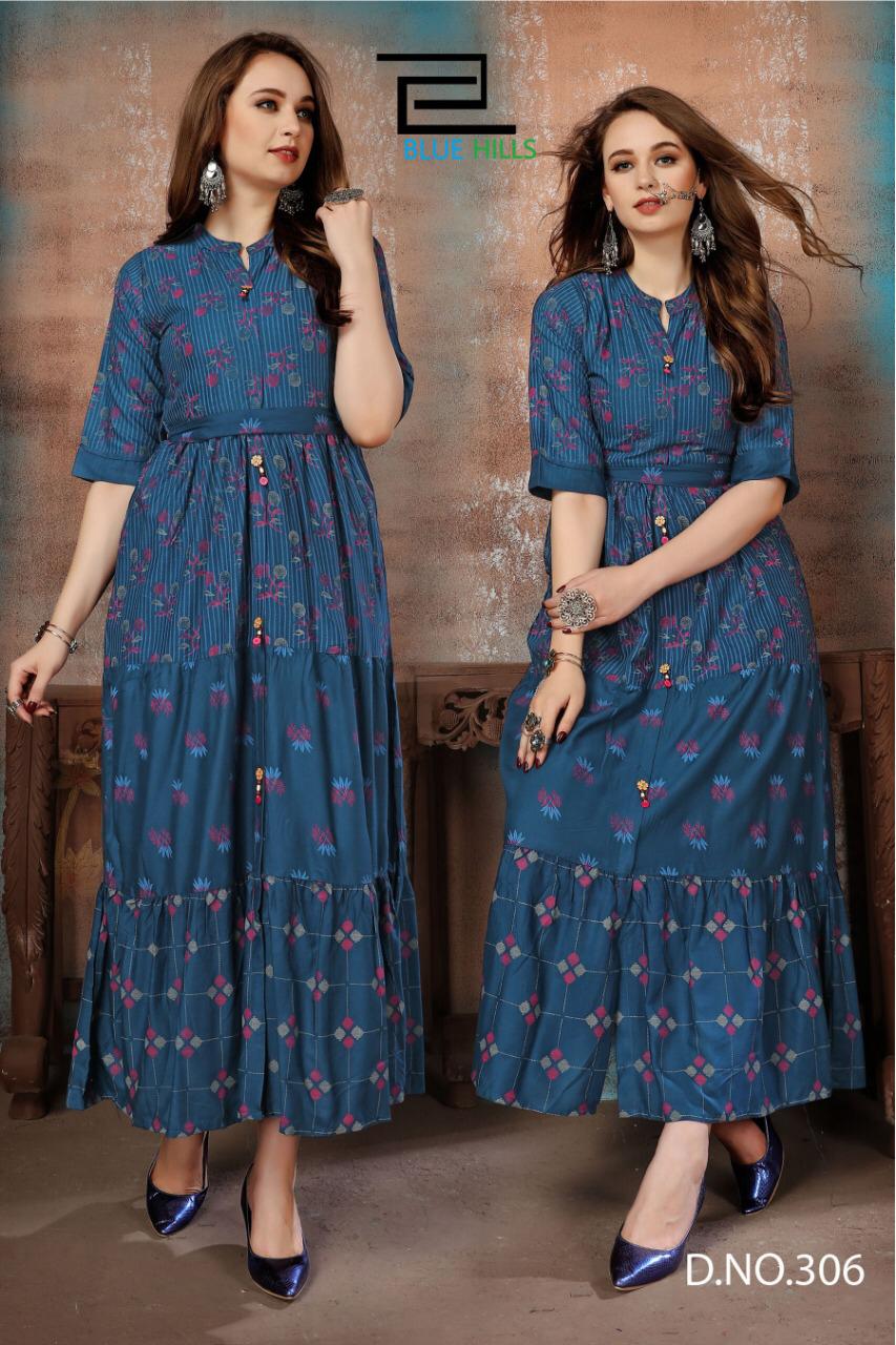 Blue Hills Bornville Vol 2 Designer Festival And Partywear Long Gown With Fancy Sleeves Wholesale