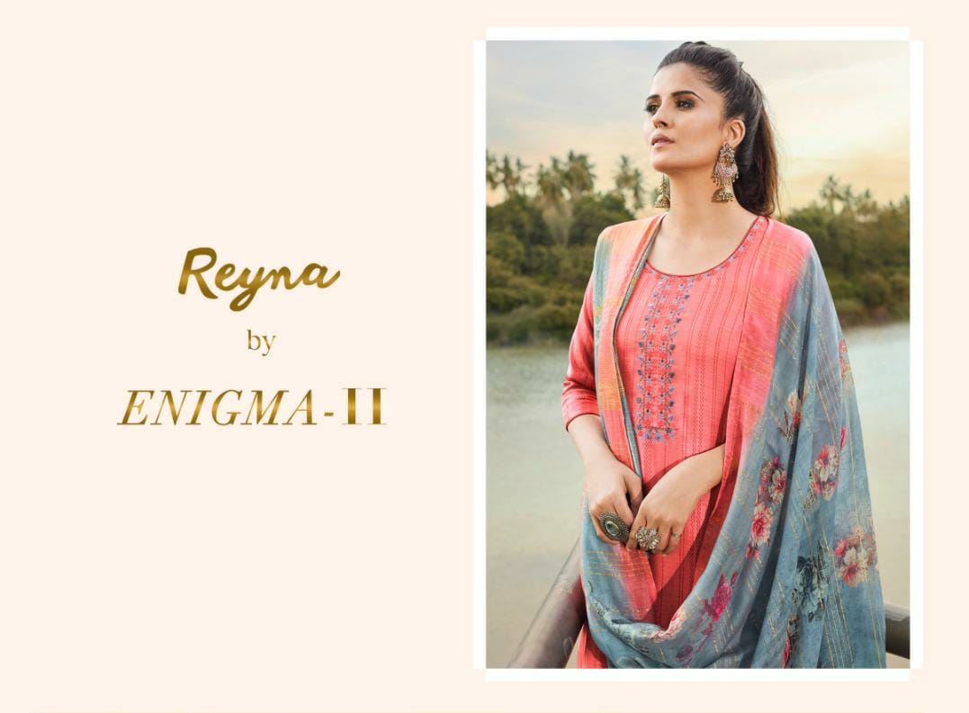 Reyna Enigma Vol 2 Designer Tusser Silk With Embroidery Work Suits Wholesale