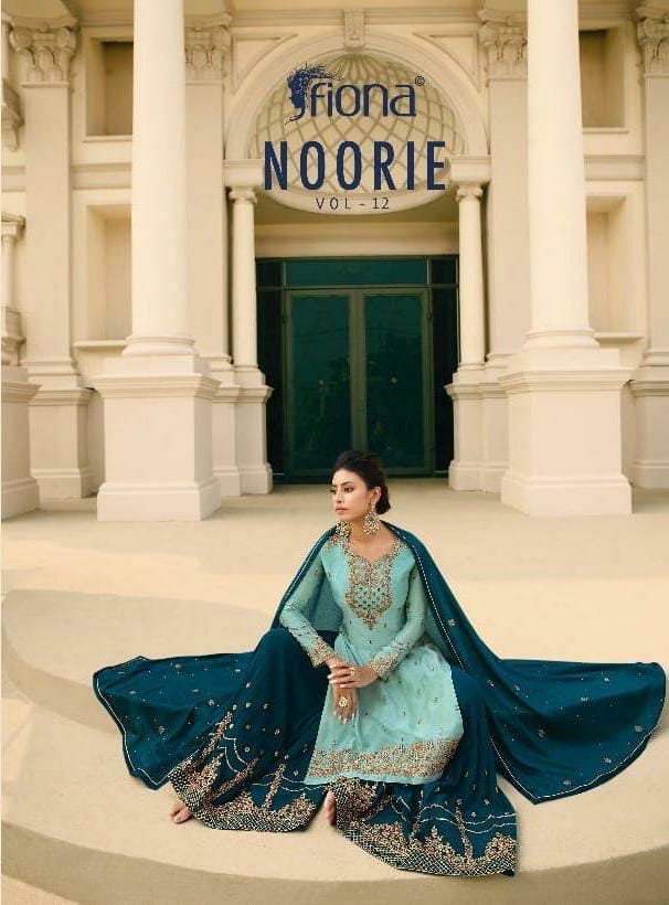 Fiona Noorie Vol 12 Designer Chinon With Work And Handwork Sharara Suits Wholesale