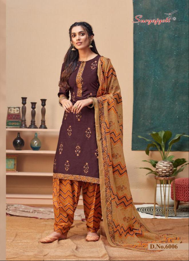 Suryajoti Sui Dhaga Vol 6 Designer Readymade Patiyala Cotton Suits In Singles