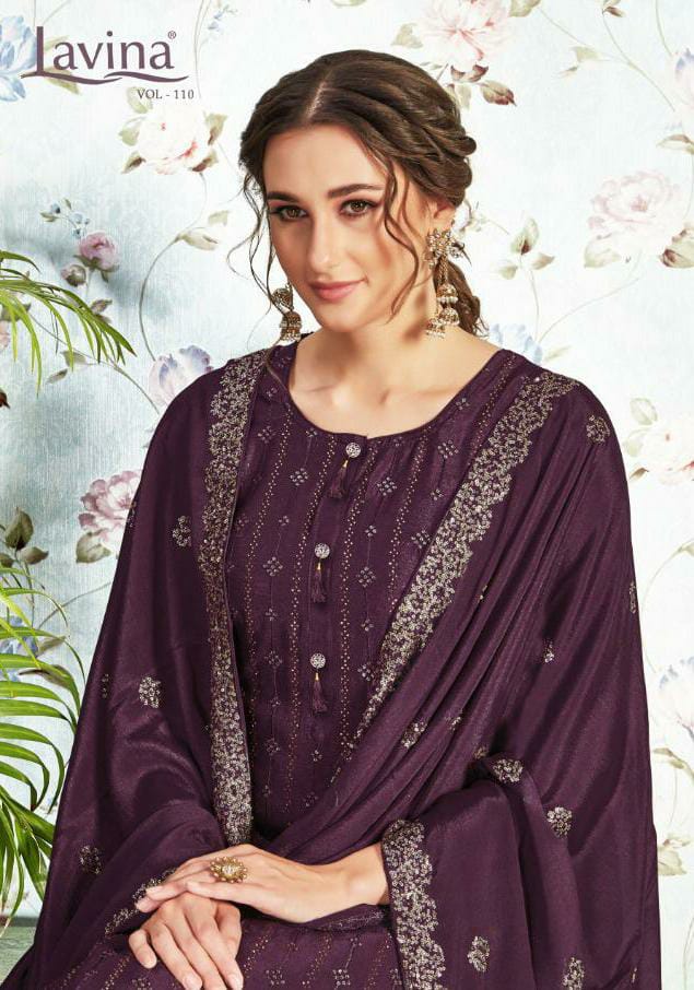 Lavina Vol 110 Designer Pure Chinon Embroidery Work Partywear Suits Wholesale