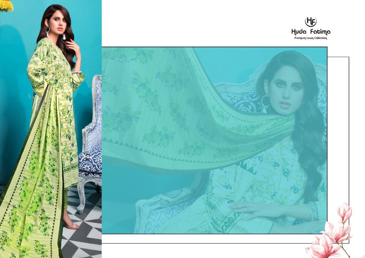 Huda Fatima Premium Lawn Collection Vol 1 Designer Pure Cambric Collection With Mal Mal Dupatta Suits Wholesale
