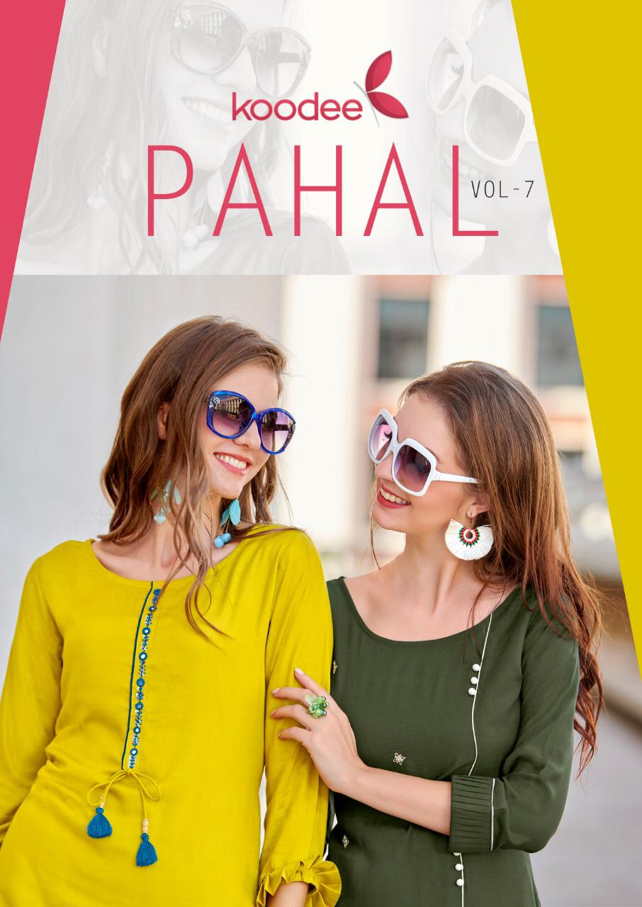 Koodee Pahal Vol 7 Designer Rayon With Handwork Kurtis Wholesale
