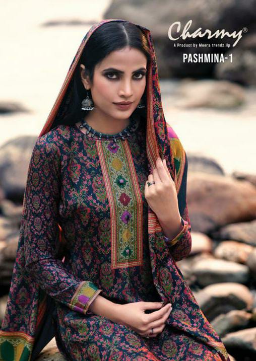 Meera Trendz Pashmina 1 Designer Pashmina Digital Printed With Pashmina Shawl Dupatta Suits Wholesale