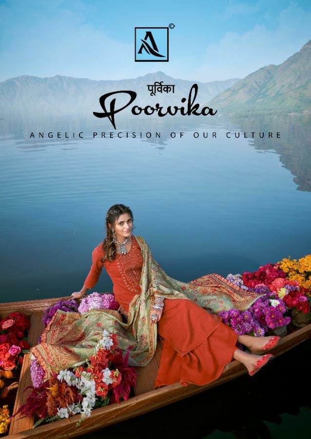 Alok Suits Poorvika Pashmina Self Print With Kashmiri Embroidery Work Suits Wholesale