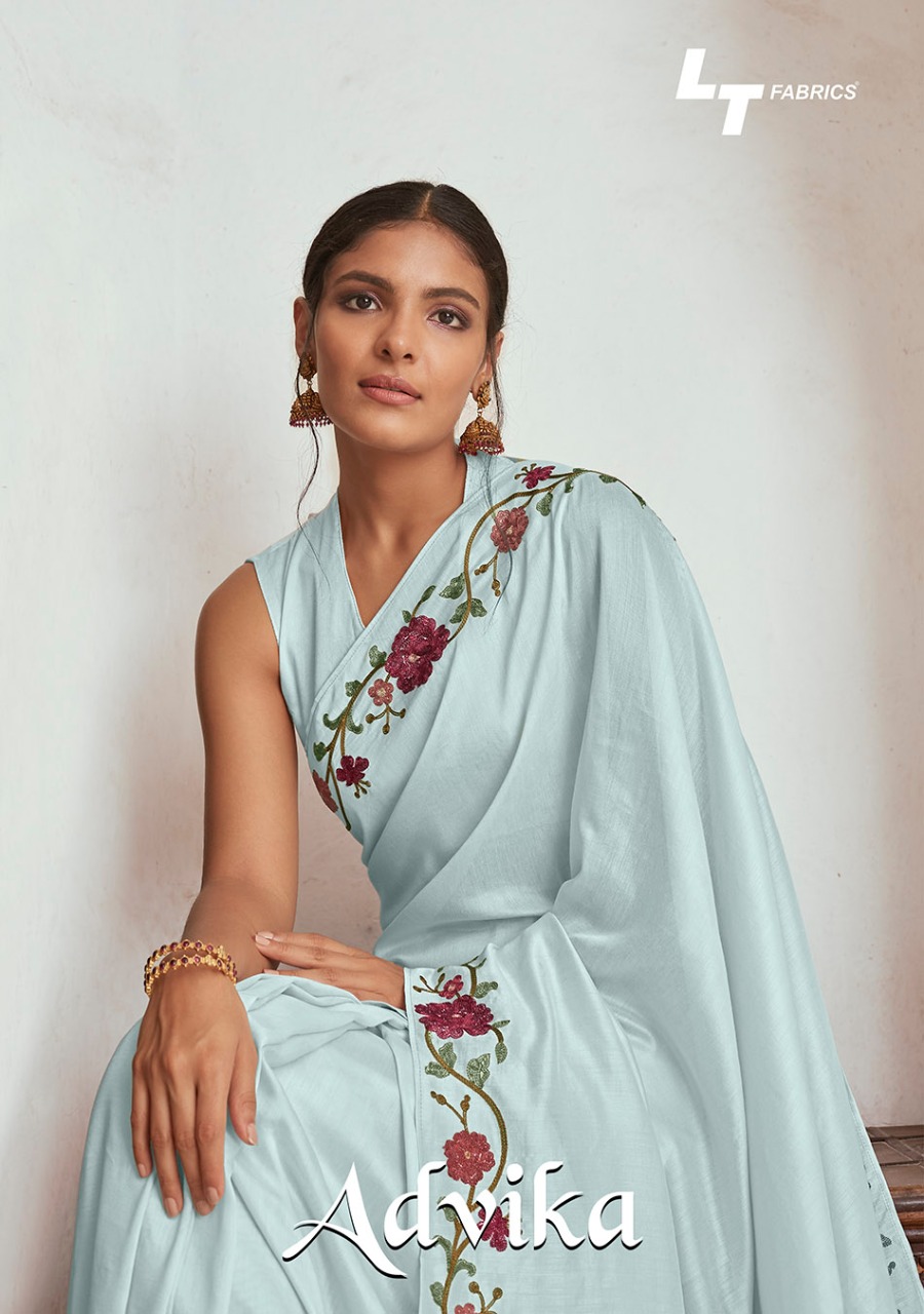 Lt Fashion Advika Designer Soft Silk With Rehsham Embroidery Work Sarees Wholesale