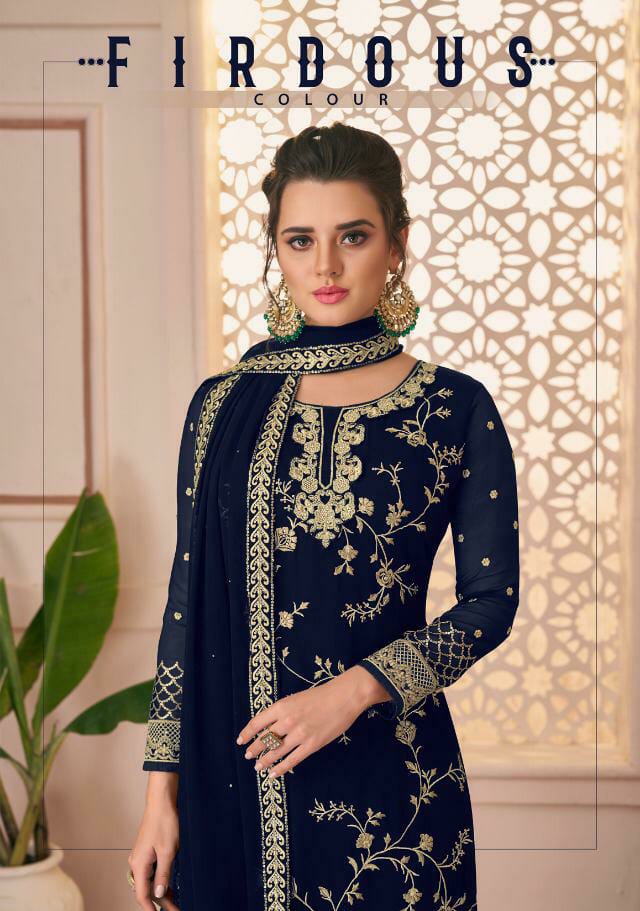 Kaara Suits Firdous Colour Designer Georgette With Heavy Embroidery Work Suits Wholesale