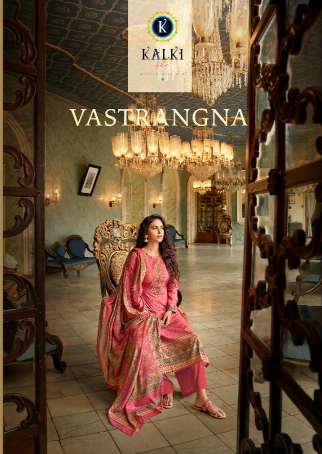 Kalki Fashion Vastrangna Designer Pashmina Digital Print With Fancy Embroidery Work Suits Wholesale