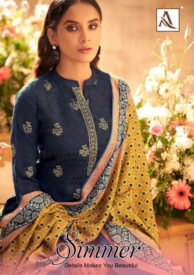 Alok Suit Simmer Designer Pashmina Self Print With Foil Buta Embroidery Work Suits Wholesale