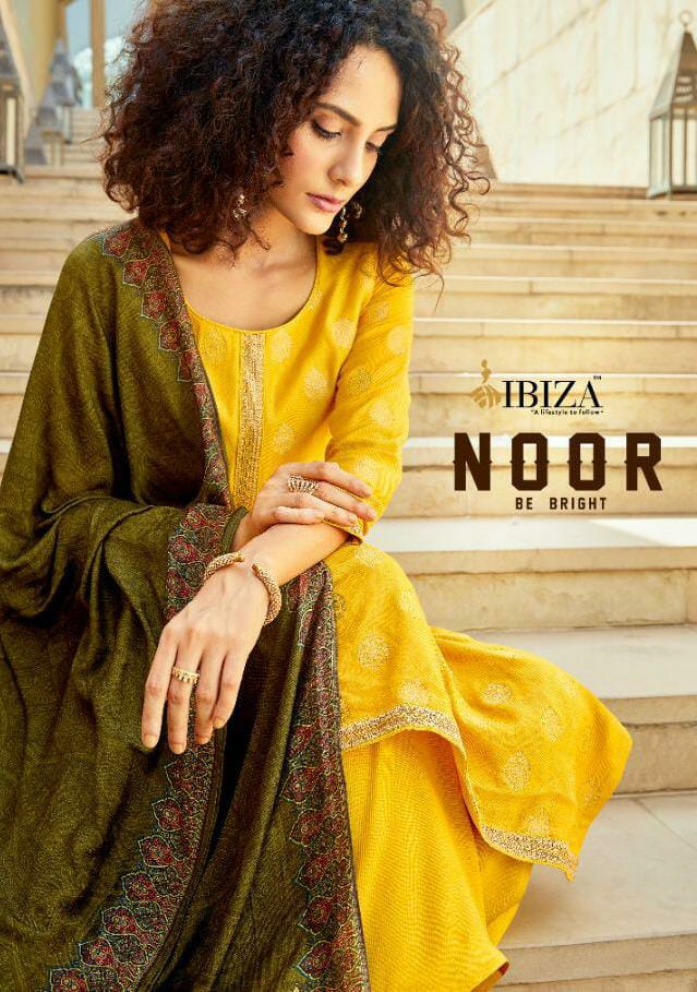 Ibiza Noor Designer Pure Persian Wool Jacquard With Fancy Work Suits Wholesale
