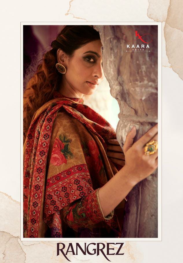 Kaara Suit Rangrez Pashmina Designer Pure Pashmina Print With Heavy Fancy Embroidery Work Suits Wholesale