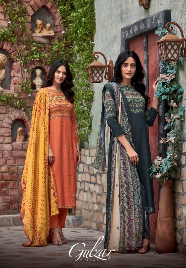 T&m Gulzar Designer Pashmina With Mirror Work Winter Wear Suits Wholesale