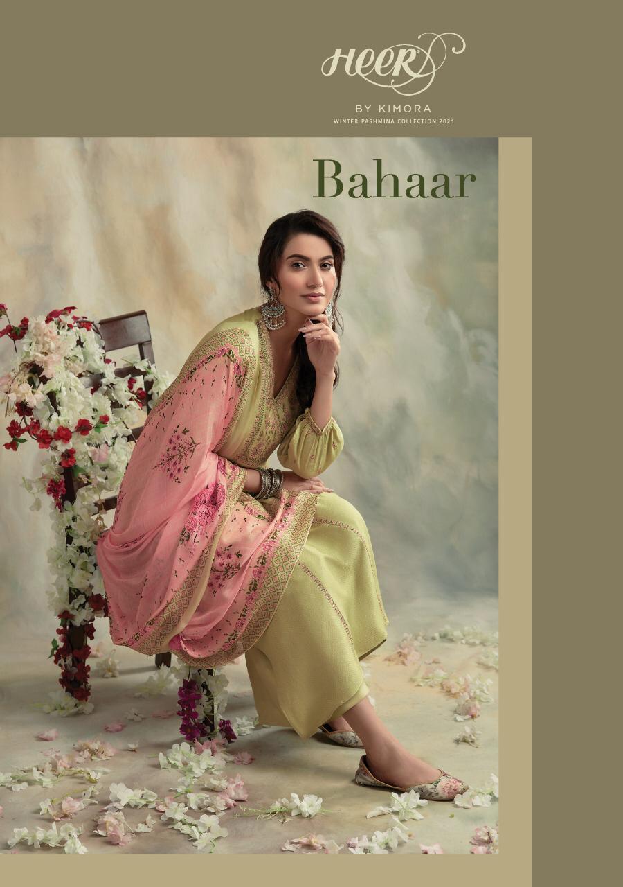Kimora Heer Bahaar Designer Diamond Spun Wool Dyed With Embroidery Work Winter Wear Suits Wholesale